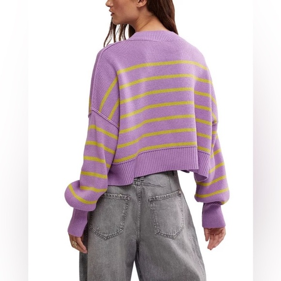Free People Easy Street Cropped Striped Pullover Oversized Sweater | Size XS - Picture 7 of 11